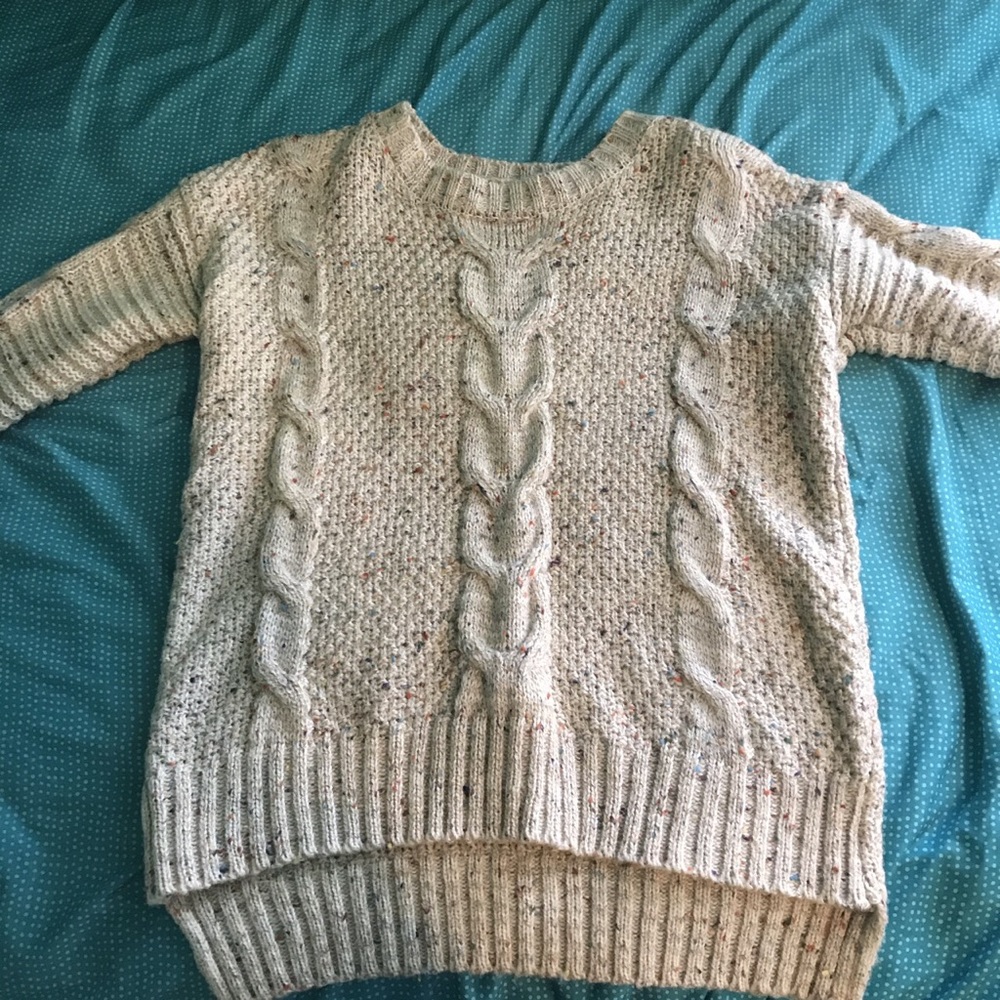 cream wool sweater w/ rainbow specks